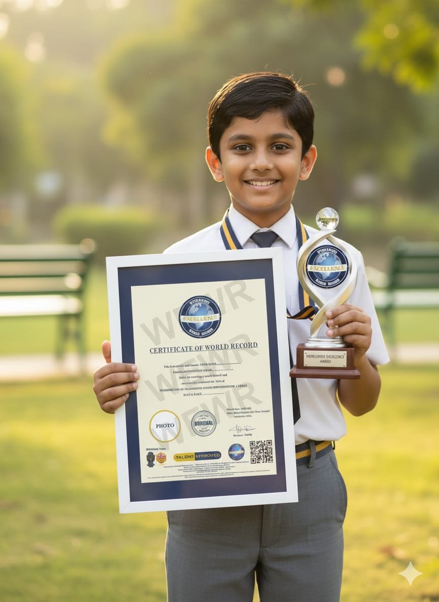 World record holder with trophy